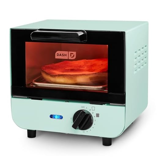 DASH Mini Toaster Oven Cooker for Bread, Bagels, Cookies, Pizza, Paninis & More with Baking Tray, Rack, Auto Shut Off Feature - Aqua