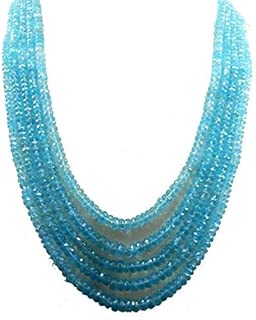 Natural Christmas Sale Blue Apatite Beads, 3-7mm Faceted Beads, Rondelle Beads, 18 Inch 5 Strand Necklce by Gemswholesale - coolthings.us