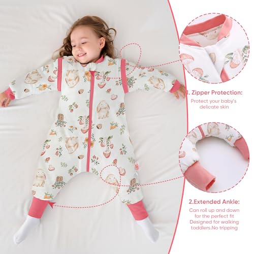 Image of LAT Winter Baby Sleep Bag with Feet,3-way zip Wearable Blanket with Removable Sleeves,Warm Sack for Toddler 2.5 TOG