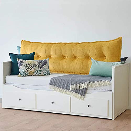 Johnear Large Headboard Pillow Cotton Linen Daybed Cushion Backrest Bolster Pillow Support Positioning Bed Sofa Rest Reading Pillow （Yellow, 76 X 3 X 20 Inches） #TOP7