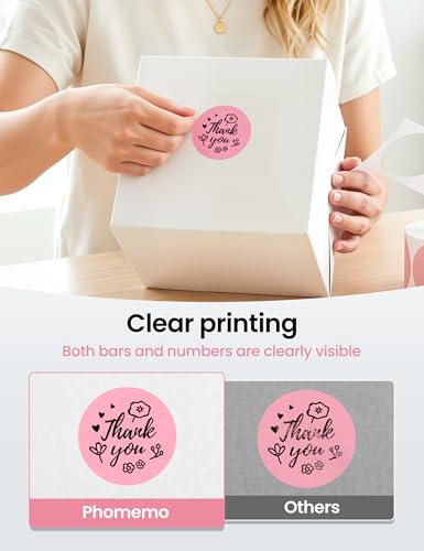 Image of Phomemo 2 inchx2 inch Thermal Labels for D421R Printer Only, 750 Labels per Roll, Circle Thermal Labels with RFID Chip, Smart Auto-ID & One-Click Calibration, Shipping Supplies for Small Business & Home, Pink