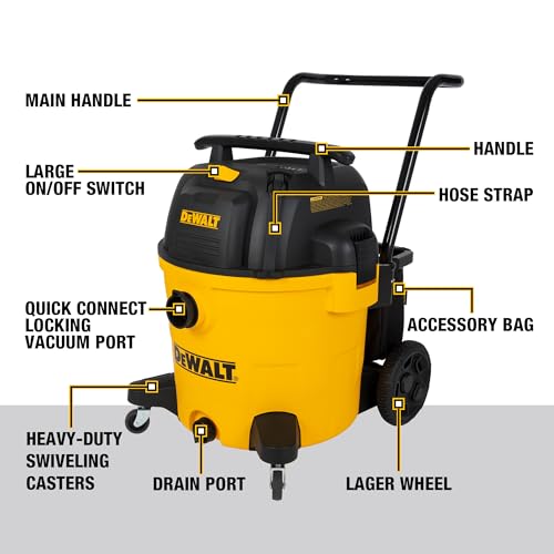 DEWALT DXV14P Shop Vacuum Wet/Dry 14 Gallon, 6 HP Wet/Dry Vac with 110 CFM Powerful Suction, Yellow - image 7
