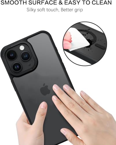 Image of DIZORO Matte Case for iPhone 15 Pro Max Translucent Frosted Hard Back Phone Case Anti-Fingerprint Anti-Slip Shockproof Protective Case Cover for iPhone 15 Pro Max 6.7 inches Black.