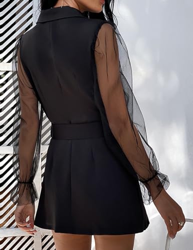 houstil Women Long Sleeve Blazer Dress Mini V Neck Casual Wedding Guest Business Work Formal Dress4