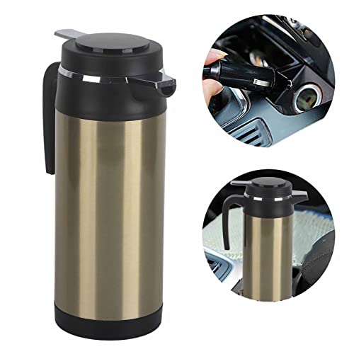 Electric In-car Kettle, 1000ML 12V/24V Stainless Steel Electric In-car Kettle Travel Thermoses Heating Water Bottle (24V)