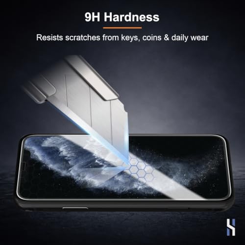 Image of Tempered Glass for iPhone 11 Pro | X | Xs (5.8 Inch) Military Grade 9H Screen Guard, Anti-Scratch, Shatterproof, Edge-to-Edge Full Coverage - Black Border