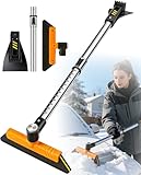 X XINDELL Snow Broom for Car - Upgraded 35' Extendable Snow Remover, Heavy Duty Snow Scraper & Ice Scraper with Foam Grip - Pivoting Head Snow Brush for Trucks, SUVs, Windshield