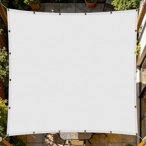 Voile d'ombrage blanc avec œillets robuste et résistant