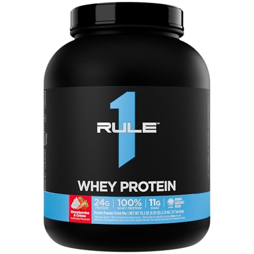 Rule One 100% Whey Protein with Eaa and Bcaa 5.24 Pounds Flavor Strawberries & Crème