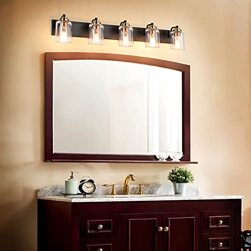 SOLFART 5 Lights Vintage Wall Lighting Over Mirror Bathroom Vanity Light Fixtures Thick Globes 8580 Lights