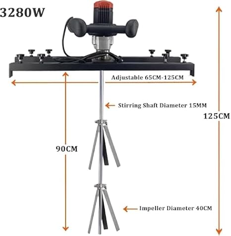 Power Mixer Pneumatic Agitator Clamp-On Drum Agitator Industrial-Grade Pneumatic Shaker Paint Stirring Tool,Paint Mixer 3280W Electric Agitator, 110V Tank Stirring Machine with Folding Prope