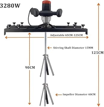 Power Mixer Pneumatic Agitator Clamp-On Drum Agitator Industrial-Grade Pneumatic Shaker Paint Stirring Tool,Paint Mixer 3280W Electric Agitator, 110V Tank Stirring Machine with Folding Prope