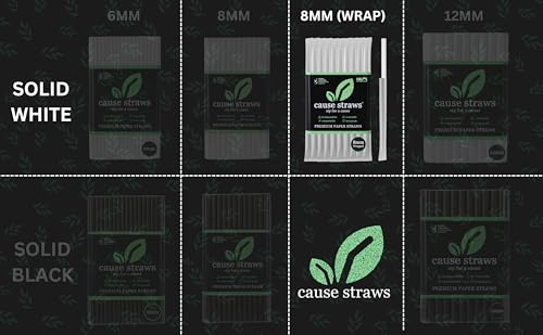Image of Individual Wrapped Paper Straws | 50 Straws (8mm Wide) | White Colour | Best for Juice, Soft Drinks and Cocktails | Direct from Manufacturer