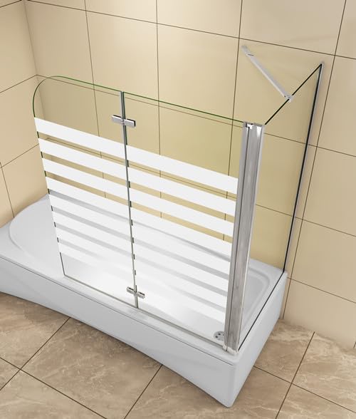 Aica Duschwand Für Badewanne – Faltwand 90 X 75 Cm, ESG-Sicherheitsglas, Schwarzer Rahmen