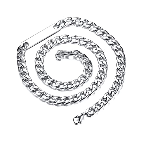 Gourmette homme collier chaîne maille acier inoxydable 75 cm de long et 12mm de large