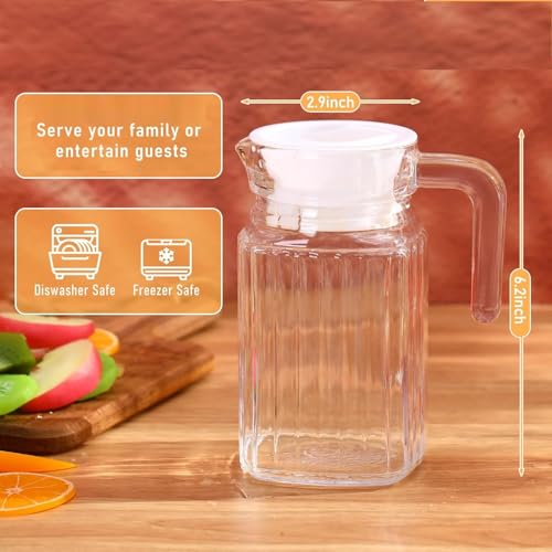 Image of 500 ml Glass Pitcher with Lid Fridge jug with Handle Glass Water jug Practical Juice Containers Easy to Use Milk Jug Iced Tea, Cocktails, Water (Small JUG 500 ML)