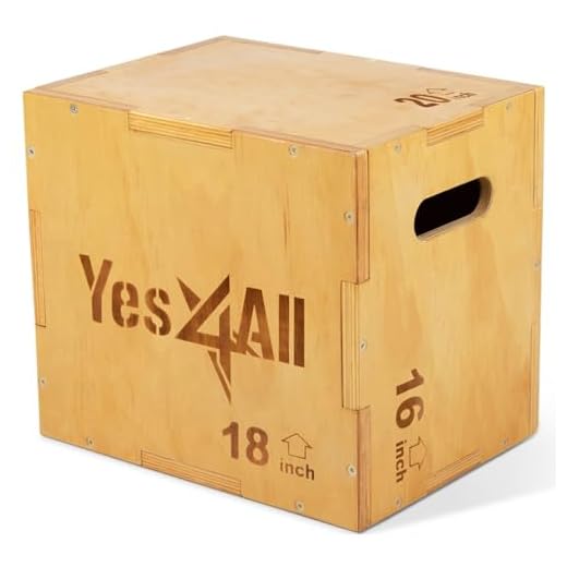 Yes4All BW0X 3 en 1 Caja de Madera 50,8 x 45,7 x 40,6 cm, Entrenamiento Pliométrico, Color Madera Clara, Caja de Salto