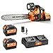 42V 16-Inch Cordless Chainsaw with 2X 4.5Ah Battery & Dual Fast Charger, Brushless Electric Chain Saw, Tool-Free Tensioning, Auto Oiling, Chain Brake, for Tree Wood Cutting Yard Work