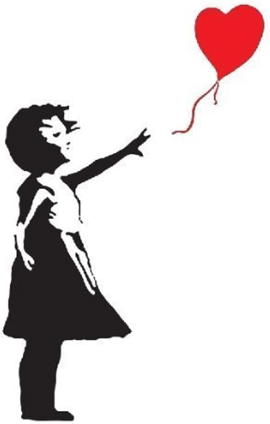 BANKSY GIRL WITH HEART BALLOON VINYL WALL ART DECAL STICKER 56X29 cm