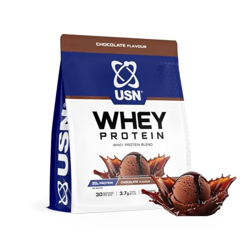 Image of USN Whey Protein Powder 900g (30 Servings) Chocolate - High Protein Shake with 20g Protein per Serving - No Added Sugar, Soy or Preservatives - Supports Muscle Recovery, Growth & Maintenance
