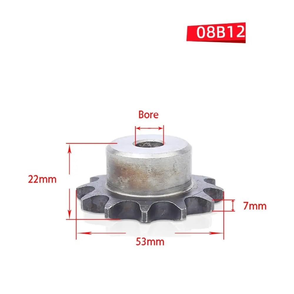 Piñón de cadena de rodillos, Piñón de cadena rodillos 08B Paso acero A3 12,7 mm 9-24 dientes(24 Teeth)