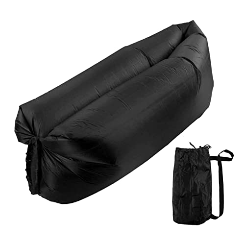 Inflatable Lounger Air Sofa, Foldable Easy Inflation Abrasion Comfortable Inflatable Sofa Portable for Outdoor (Black)
