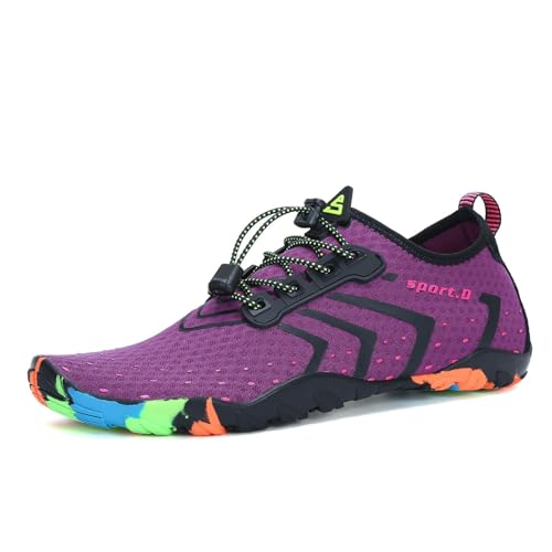 SAGUARO Water Shoes Women – Swim Shoes, Quick-Dry Barefoot Aqua Socks for Beach, Pool, Surfing and Outdoor Activities Purple 8