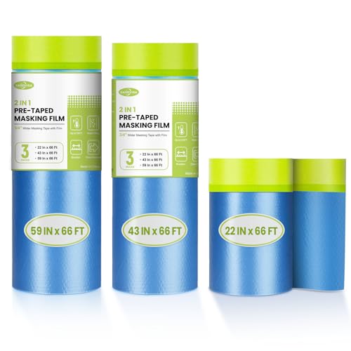 Pre-Taped Masking Film for Painting 3 Rolls