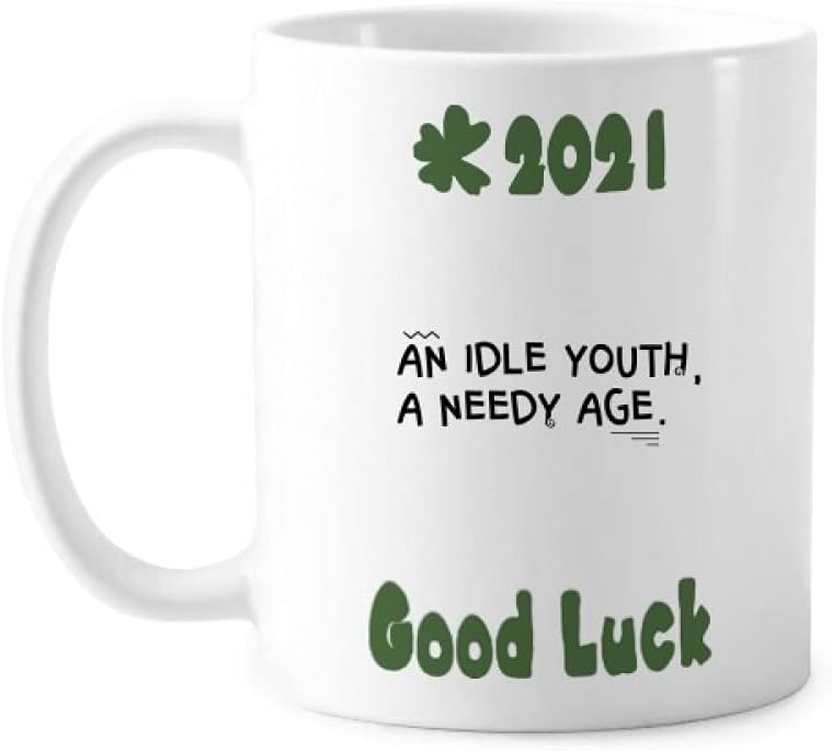 compFashionally Inspirational Saying Good Luck 2021 Mug Pottery Cerac Coffee Porcelain Cup Tableware