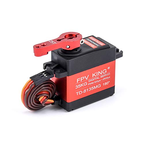 FPVKing 35KG Waterproof Servo Digital High Torque Servo Motor 180 Degree Servo with 25T Arm for RC Car Crawler Boat Plane DIY (35KG 180 Degree Servo)