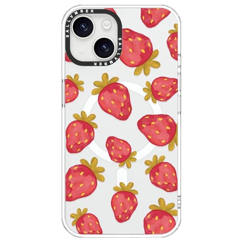 sallvmbek for iPhone 14 Case/iPhone 13 Case 6.1 inch,Compatible with MagSafe,Cute Strawberry Print Pattern,Magnetic Shockproof Protective TPU Bumper Cases Cover for iPhone 14/13 Women Girls