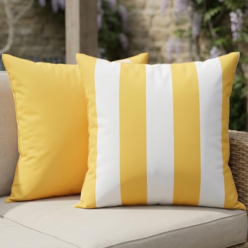 ZICOTO Decorative Outdoor Pillows Set of 2 - Waterproof 18x18 Throw Pillow Covers for Porch and Patio Furniture Decor - Durable Weather Resistant Cushions for Garden Balcony or Backyard Seating