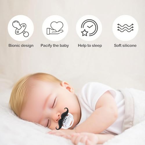 Image of Funny Baby Pacifiers 0-18 Months - Mustache &Teeth Designs, Adorable Novelty Pacifiers for Baby Boys & Girls,BPA-Free