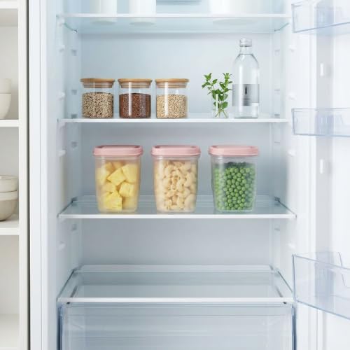 Image of All Time Frostee Modular Plastic Storage Containers Set of 3 | 950ml Each | BPA Free Food Grade Kitchen Storage Boxes with Lid | Leakproof Freezer Safe Stackable Containers | Pink