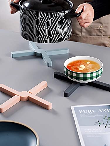 4 Pack Foldable Silicone Trivet Mats, Hot Pot Holder Hot Pads Drying Mat Heat Resistant for Table Kitchen (4 Pack Foldable X-Shaped) - Thumbnail 7