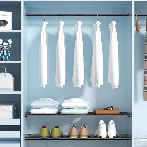 HAOYUNTE Gardinenstange ohne Bohren 75-160 cm Ø 22 mm – Teleskop-Klemmstange, verstellbare Vorhangstange für Fenster, Dusche, Tür & Kleiderschrank (Schwarz)