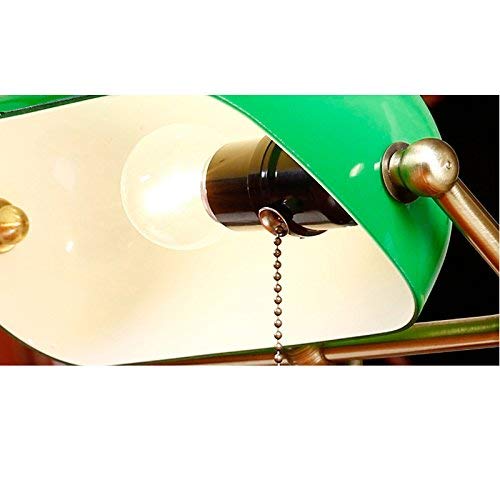 Table Desk Lamp American Style Simple Style Design, Administrative Banker's Lamp, Glass Shadow Antique Brass Led Table Lights #TOP5