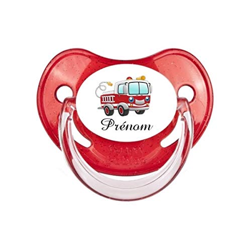 Tétine personnalisable Pompier - sucette pour bébé à personnaliser -Impression Française - Sans Bisphénol - Normes Française et européennes CE - Embout Anatomique ou Physiologique Cover