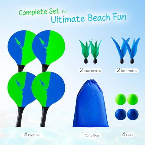 Beach Paddle Ball Set, Family Paddle Ball Game, Badminton Rackets by U&C Planet - Used condition - Image 9