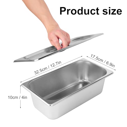 IHDYPPEW 5 Pack, 1/3 Size Stainless Steel Steam Table Pan with Lid, 4 Inch Depth Hotel Pans for Weddings, Parties, Restaurants, Cafeterias and Hotels - Thumbnail 2