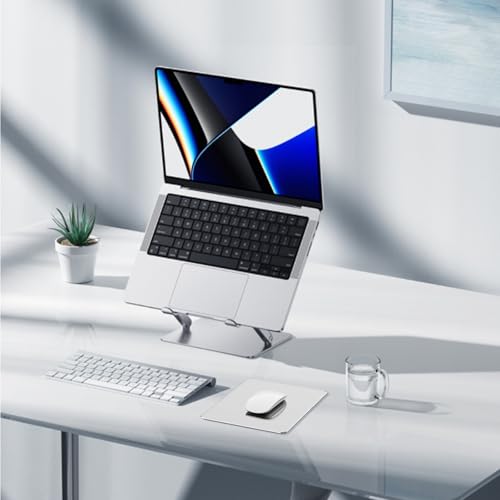 HONKID Hard Metal Mouse Pad for Desk, Aesthetic Rigid Mouse Pad for Magic Mouse and Pro/Air with Stable Rubber Base, Aluminum Mousepad for Travel and Home Office (Silver)