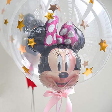 Amazon 浮かせてお届け ヘリウムガス入り ディズニー ミニーマウスの星柄バブルバルーン お誕生日 バルーン 結婚式 風船 ミニー Minnie 風船 バルーン おもちゃ