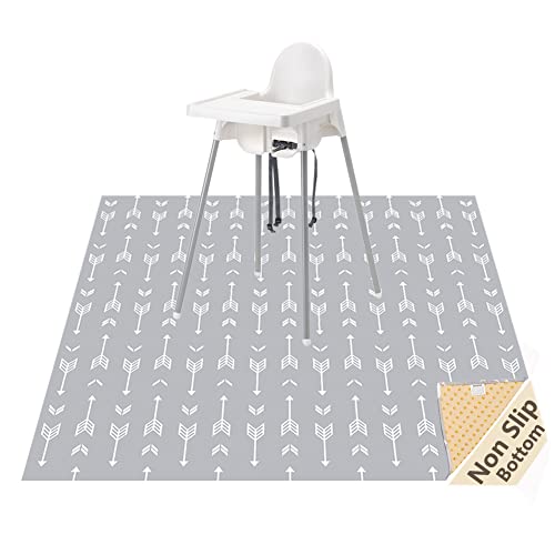 Image of 51" Splat Mat for Under High Chair/Arts/Crafts, WOMUMON Baby Washable Spill Mat Waterproof Anti-Slip Floor Splash Mat, Portable Play Mat and Table Cloth (Arrow, 51")