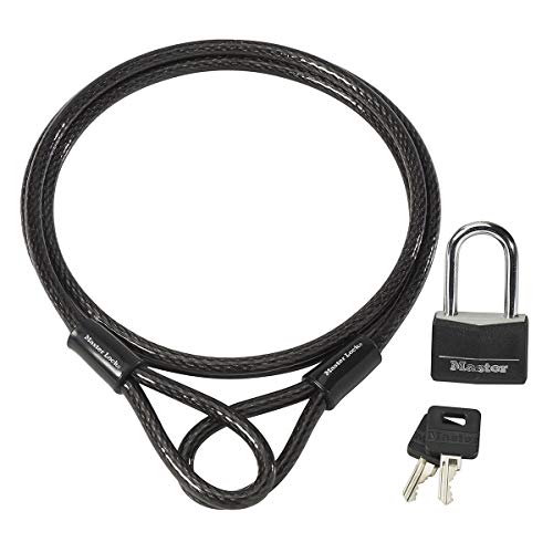Preisvergleich Produktbild Master Lock 8270EURDAT Kabelschloss / Schlaufenkabel mit wetterbeständigem Vorhängeschloss, 1,8 m