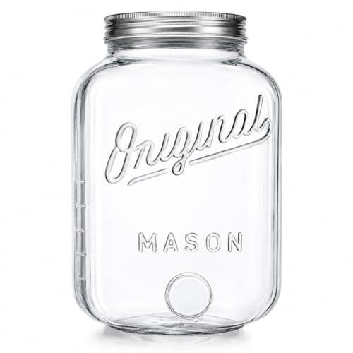 Large 2 Gallon Glass Jar with Airtight Lid Mason Jar Extra Wide Mouth for Flour Sugar Food Storage Containers Canning Jars for Bulk Sun Tea Kombucha Cookie Pickle Fermenting Canisters