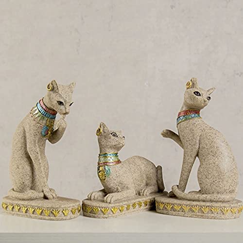 Lrenkey Skulpturen Statuen Für Wohnkultur - Modernes Kunsthandwerk Ägyptische Katze Harz Ornamente, Niedliche Tier Home Wohnzimmer Tischdekoration Geschenke Einrichtung,1,Wie Abgebildet Cover