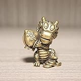 [Material] Retro-Messing CHANWA Skulptur Statuen Messing Tier Cartoon Drache halten Pfirsich Skulptur Handwerk Ornament Langlebigkeit Geburtstagsgeschenk Feng Shui Tierfigur