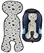 HECKBO Bébé housse d’été anti-transpiration pour poussette, siège bébé, coque buggy et siège auto pour bébé et enfant Tapis - universel - filles garçons - fond neutre gris avec beaucoup de cœurs