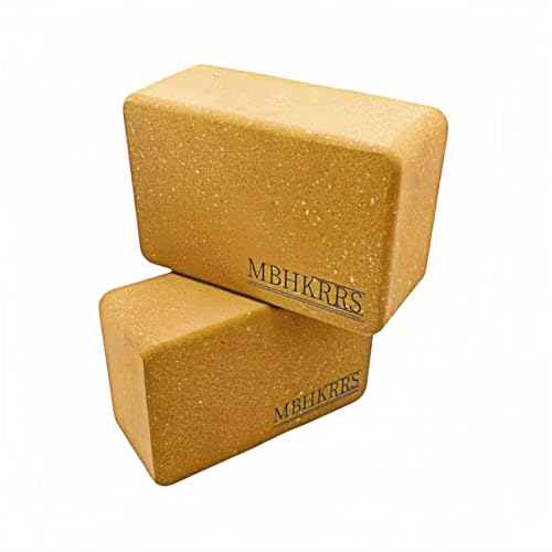 MBHKRRS Yoga Block - Fine-Grain Cork Block Yoga Equipment Home Gym Accessory Pilates Tool Lightweight for Travel Extra Firm Workout Accessory with Comfortable Edges (Cork 2-pack 4 x 6 x 9)