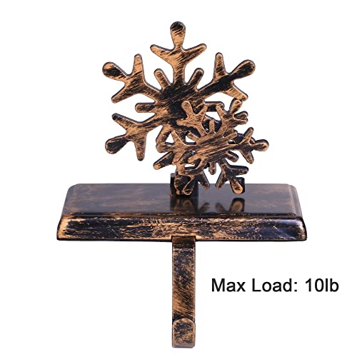 Amooca Christmas Stocking Holders Non-Slip Metal Hooks Fireplace Mantle Stocking Hanger For Christmas Party Decorations Black Gold Snowflake #TOP4